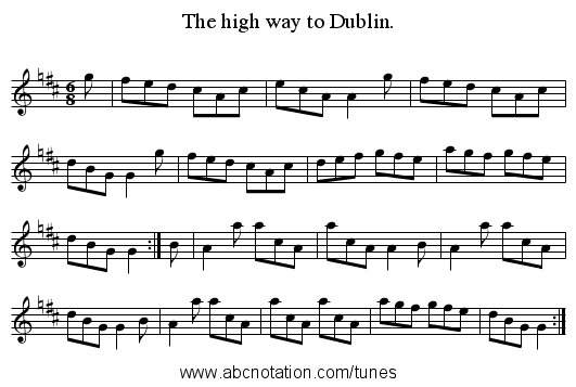 The high way to Dublin. - staff notation