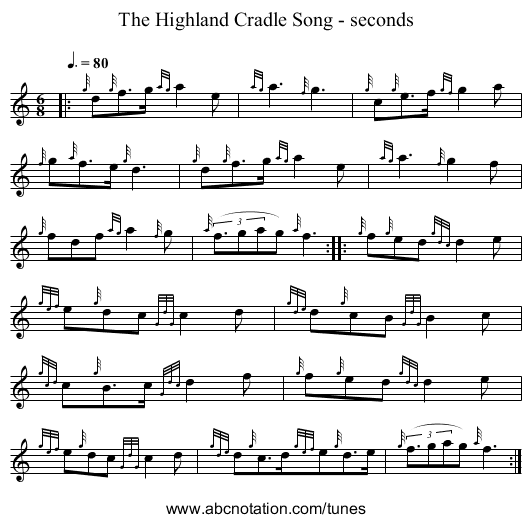 The Highland Cradle Song - seconds - staff notation