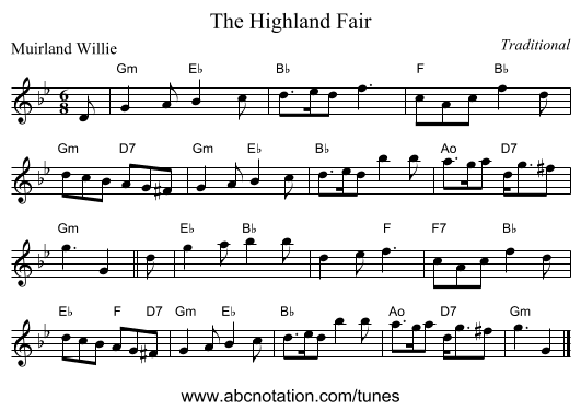 The Highland Fair - staff notation