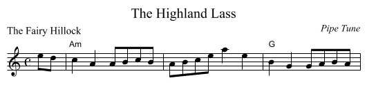 The Highland Lass - staff notation
