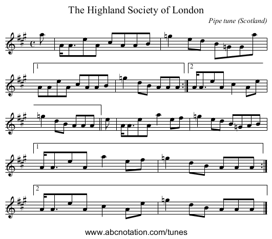 The Highland Society of London - staff notation