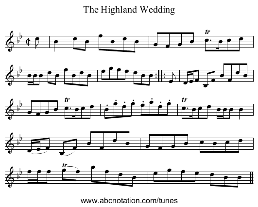 The Highland Wedding - staff notation