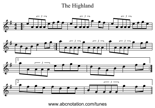 The Highland - staff notation