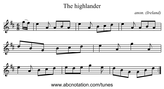 The highlander - staff notation