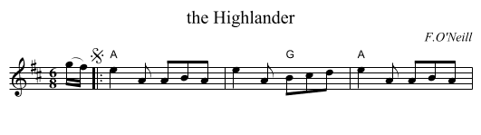 the Highlander - staff notation