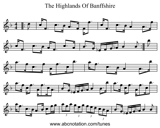 The Highlands Of Banffshire - staff notation