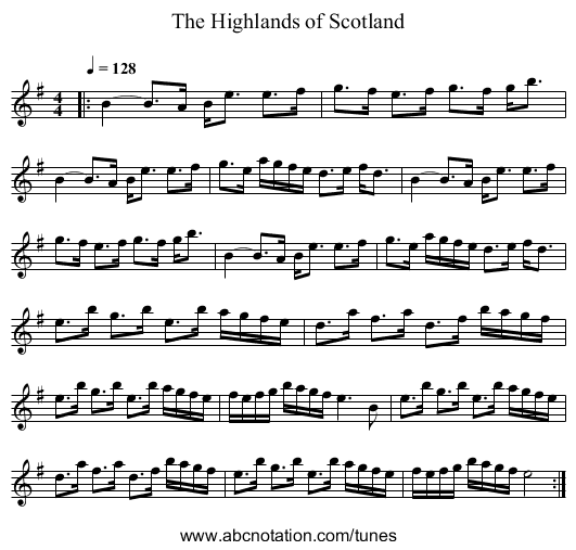 The Highlands of Scotland - staff notation