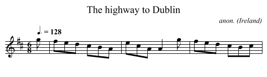 The highway to Dublin - staff notation
