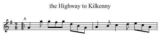 the Highway to Kilkenny - staff notation