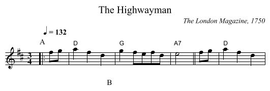 The Highwayman - staff notation