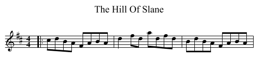 The Hill Of Slane - staff notation
