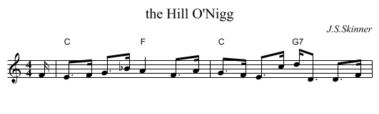 the Hill O'Nigg - staff notation