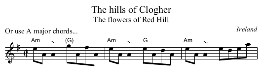 The hills of Clogher - staff notation