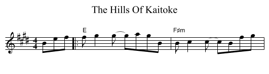 The Hills Of Kaitoke - staff notation