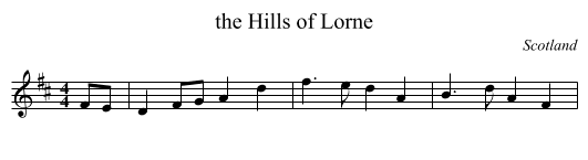 the Hills of Lorne - staff notation