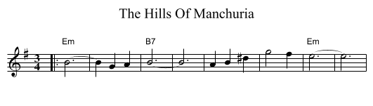 The Hills Of Manchuria - staff notation