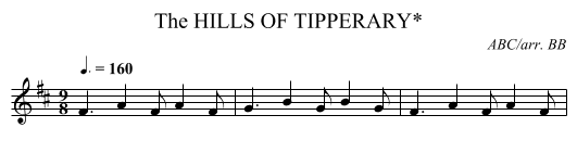 The HILLS OF TIPPERARY* - staff notation