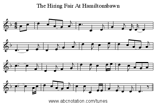 The Hiring Fair At Hamiltonsbawn - staff notation