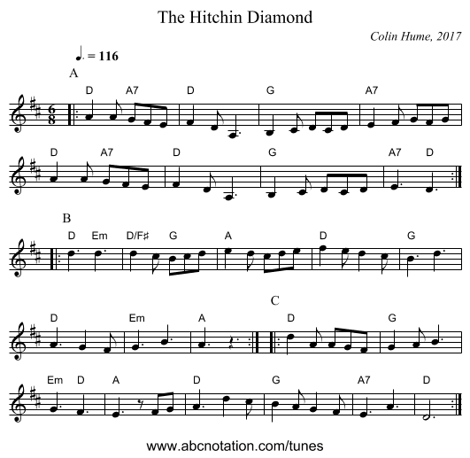 The Hitchin Diamond - staff notation