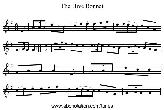 The Hive Bonnet - staff notation