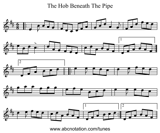 The Hob Beneath The Pipe - staff notation