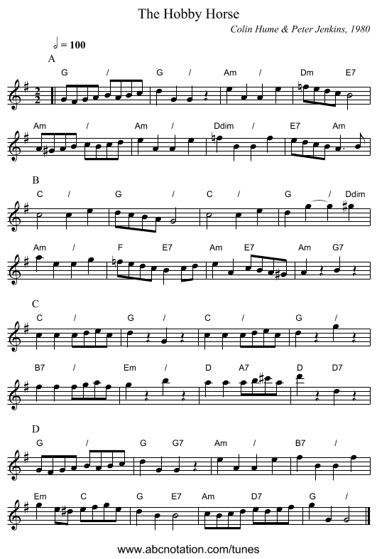 The Hobby Horse - staff notation