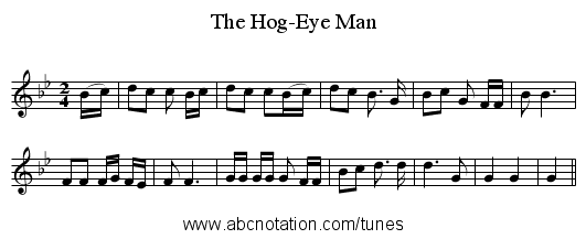 The Hog-Eye Man - staff notation