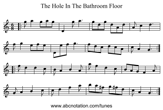 The Hole In The Bathroom Floor - staff notation