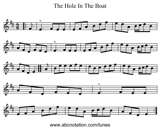 The Hole In The Boat - staff notation