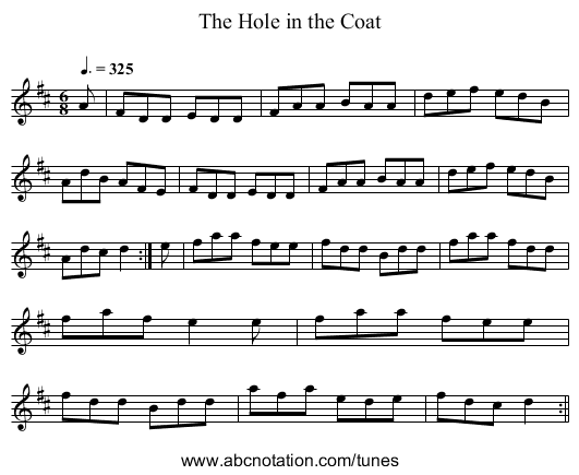 The Hole in the Coat - staff notation