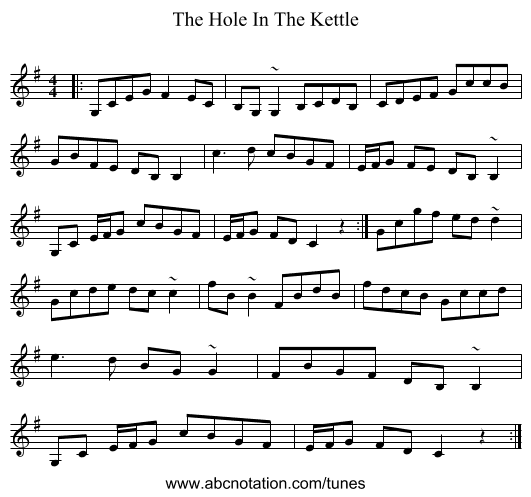 The Hole In The Kettle - staff notation