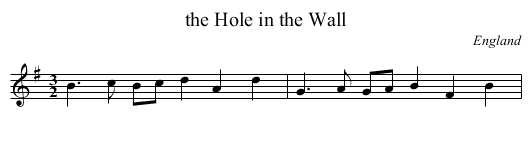 the Hole in the Wall - staff notation