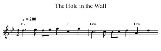 The Hole in the Wall - staff notation
