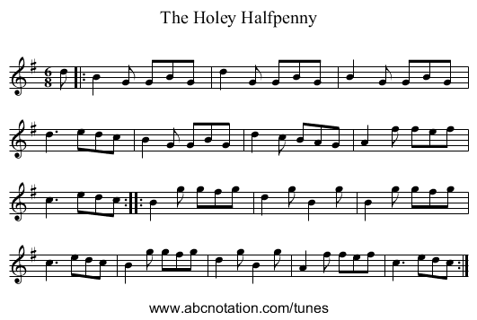 The Holey Halfpenny - staff notation