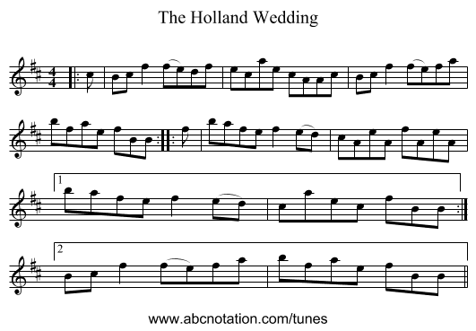 The Holland Wedding - staff notation
