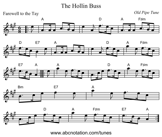 The Hollin Buss - staff notation