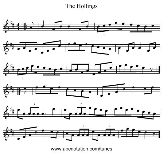 The Hollings - staff notation