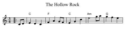 The Hollow Rock - staff notation