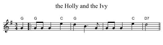 the Holly and the Ivy - staff notation