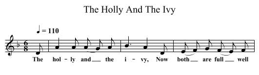 The Holly And The Ivy - staff notation