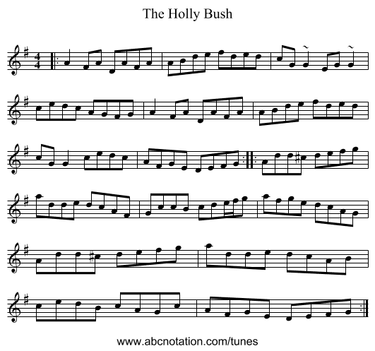 The Holly Bush - staff notation