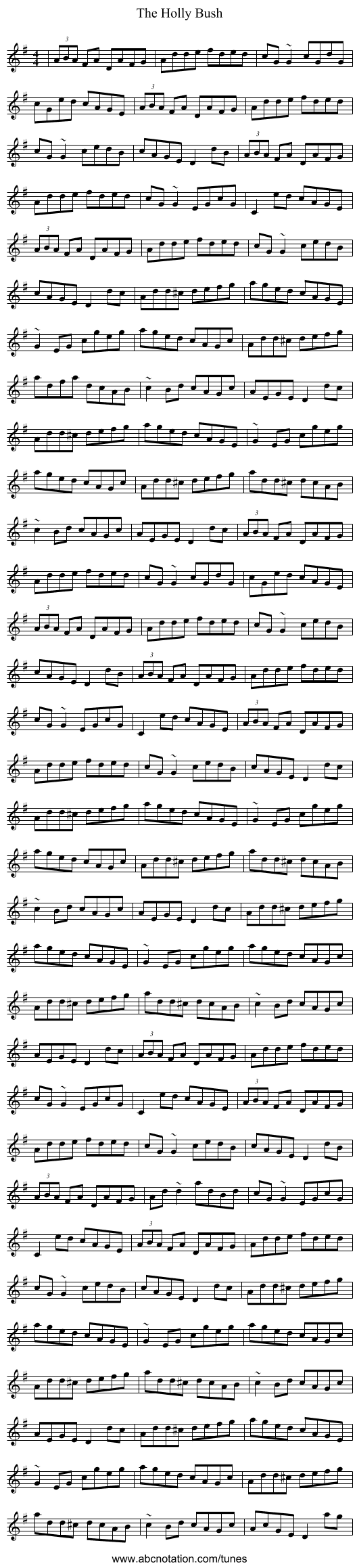 The Holly Bush - staff notation