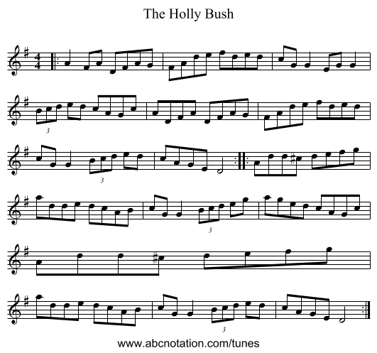 The Holly Bush - staff notation