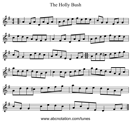 The Holly Bush - staff notation