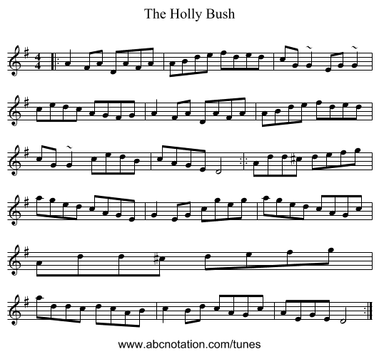The Holly Bush - staff notation