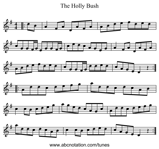 The Holly Bush - staff notation