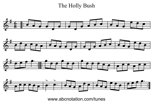 The Holly Bush - staff notation