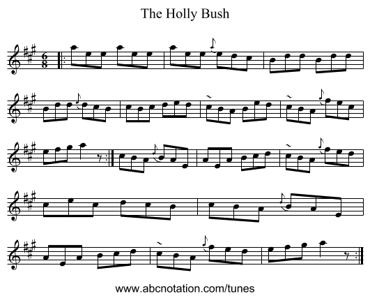 The Holly Bush - staff notation