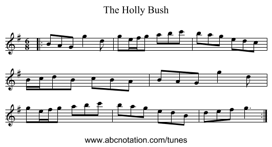The Holly Bush - staff notation