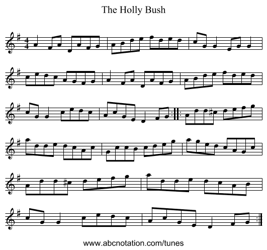 The Holly Bush - staff notation
